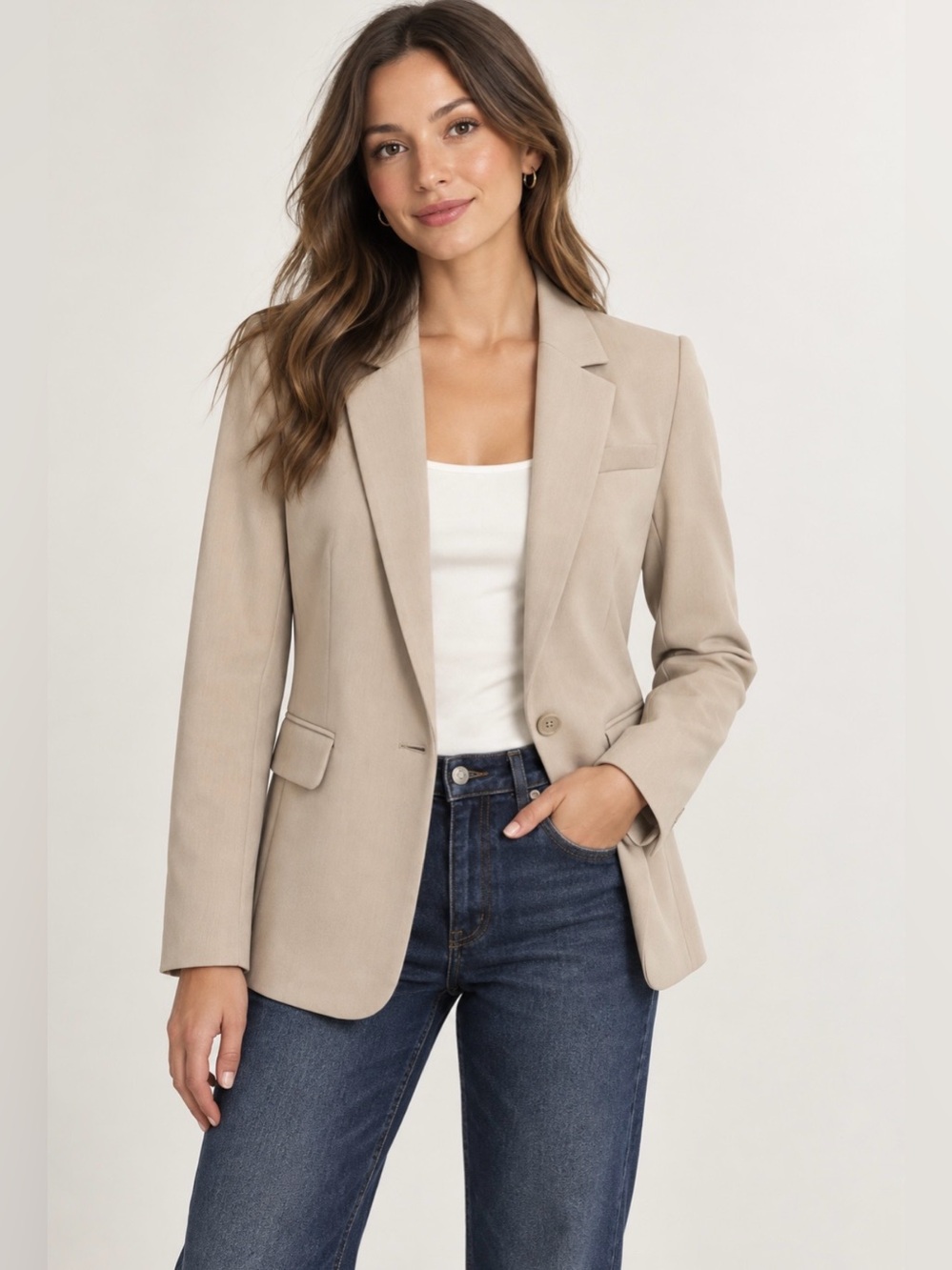 Abercrombie & Fitch Women’s XS Beige Tailored Single Button Blazer NWT $120